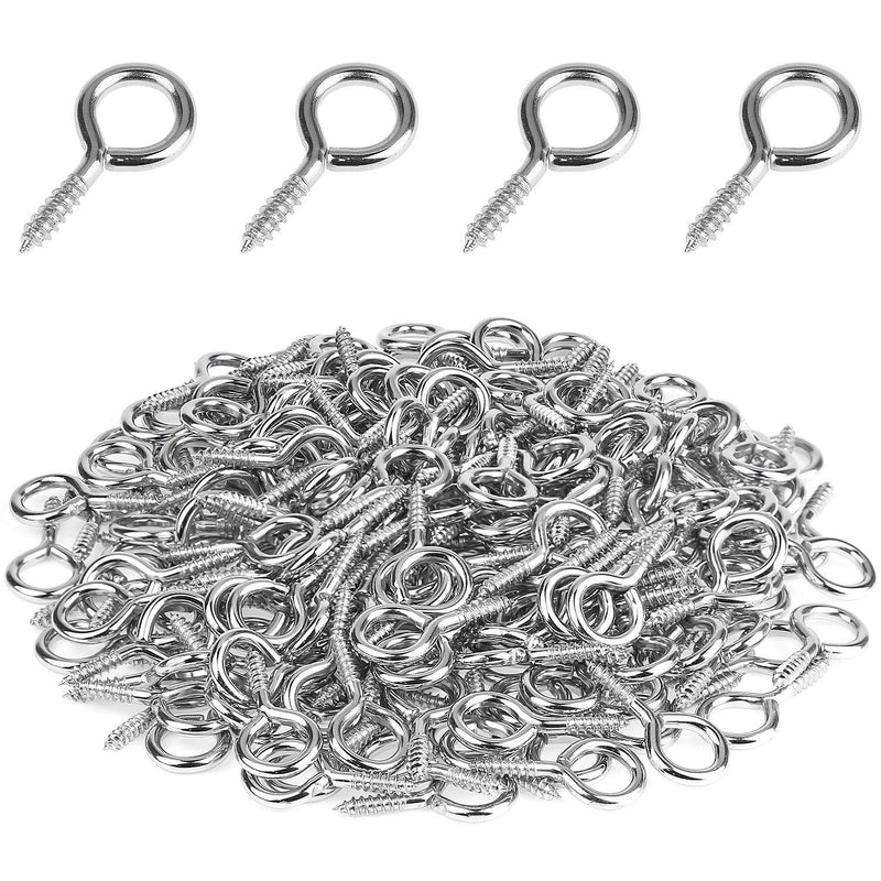 Powlankou 160 Pieces 1 inch Screw Eyes, Nickel Plated Steel Screw Eyes, Self Tapping Screw Hooks, Metal Eye Hooks, Eyelet Screws