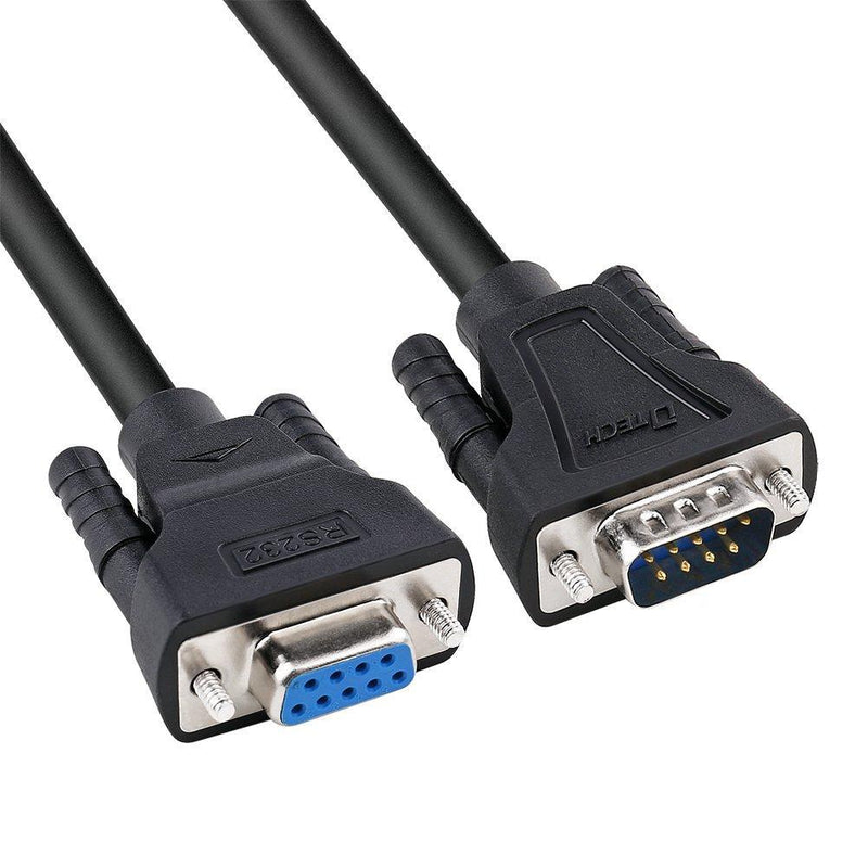 DTECH DB9 RS232 Serial Cable Male to Female Extension Null Modem Cord Cross TX/RX line for Data Communication (6 Feet, Black) 6ft