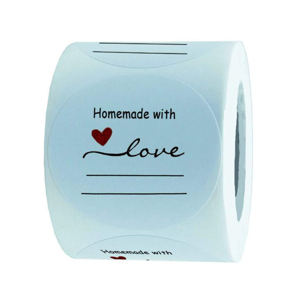 2" Homemade with Love Sticker with Lines for Writing /2" Round Homemade with Love Canning Labels, Gift tags, gift stickers, handmade stickers 500 Labels per roll