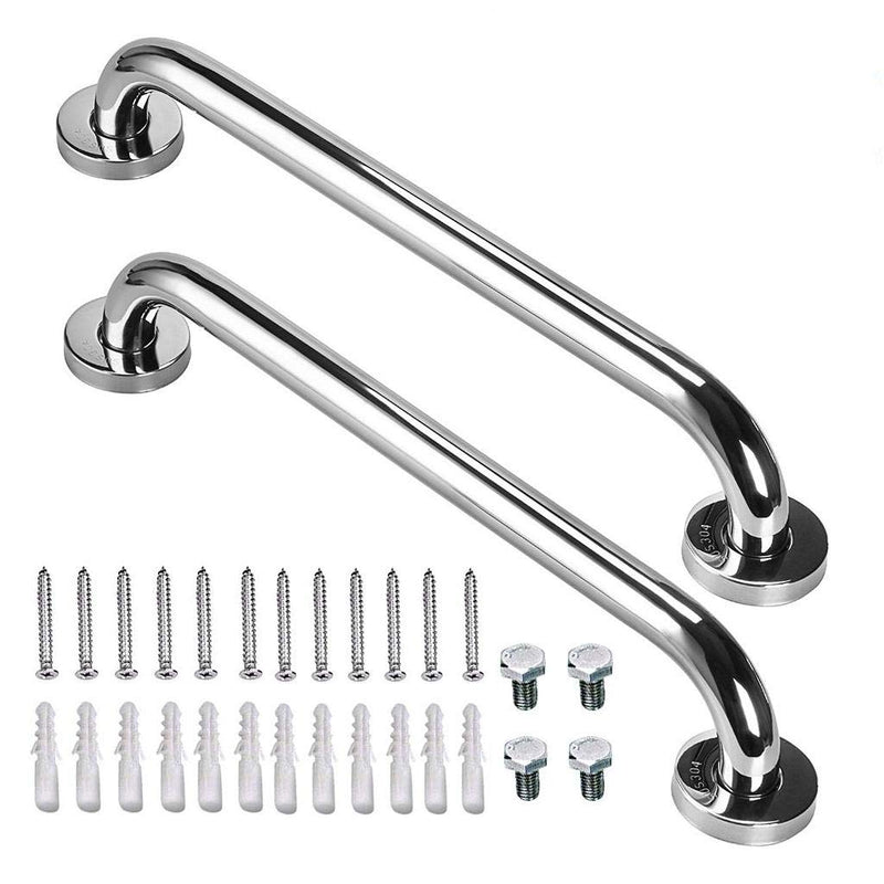 2 Pack 16 Inch Shower Grab Bar, ZUEXT Chrome Stainless Steel Bathroom Grab Bar, Shower Handle, Bathroom Balance Bar, Safety Hand Rail Support - Handicap, Elderly, Injury, Senior Assist Bath Handle 1.33 Foot (Pack of 2)