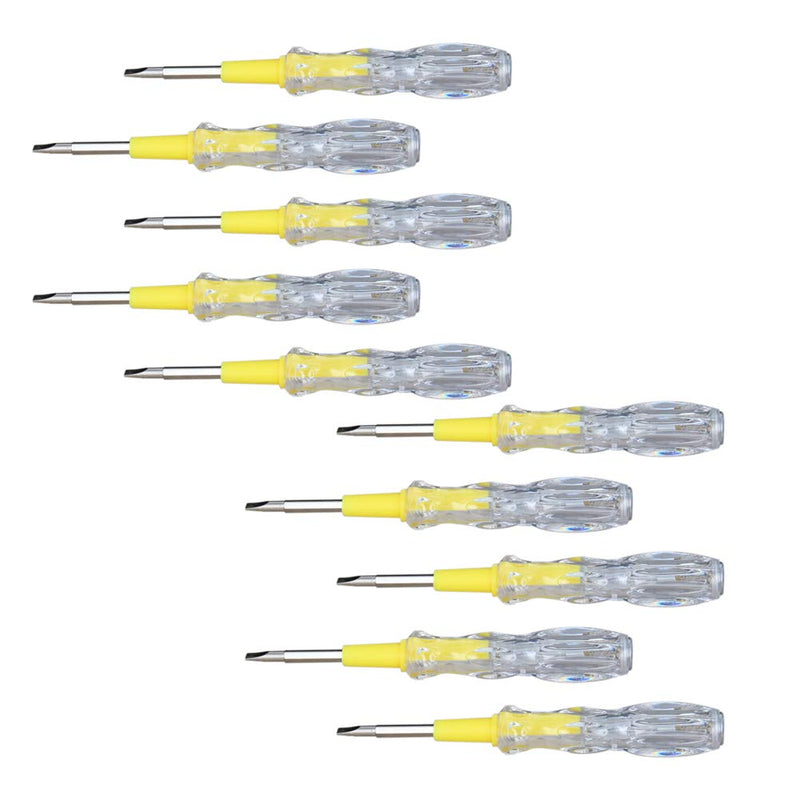 Fielect 10Pcs Tester Screwdriver, Contact Voltage Tester Pen Circuit Tester Pen Voltage Detecter Pen Electric Test Pen Screwdriver AC/DC 100-500V