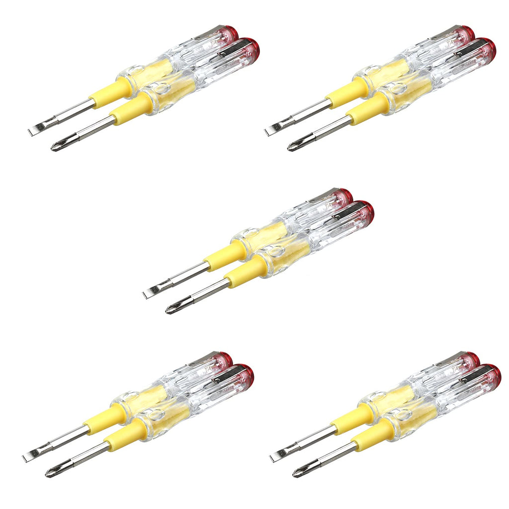 Fielect 10pcs Tester Screwdriver, Circuit Tester Pen Electric Contact Voltage Tester Dual Head Slot Phillips Screwdriver Detector 100-500V