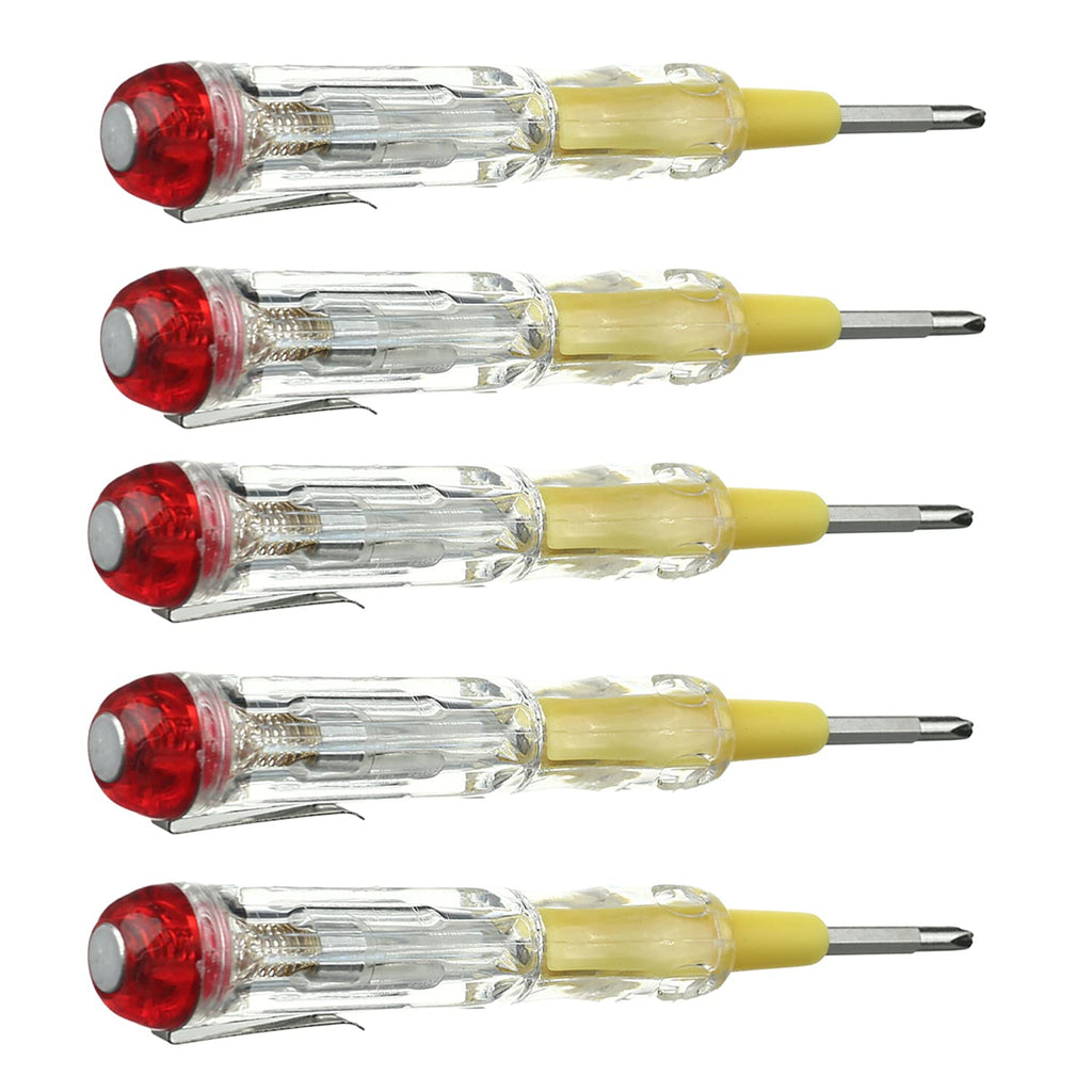 Fielect 5pcs Tester Screwdriver, Circuit Tester Pen Electric Contact Voltage Tester Dual Head Slot Phillips Screwdriver Detector 100-500V