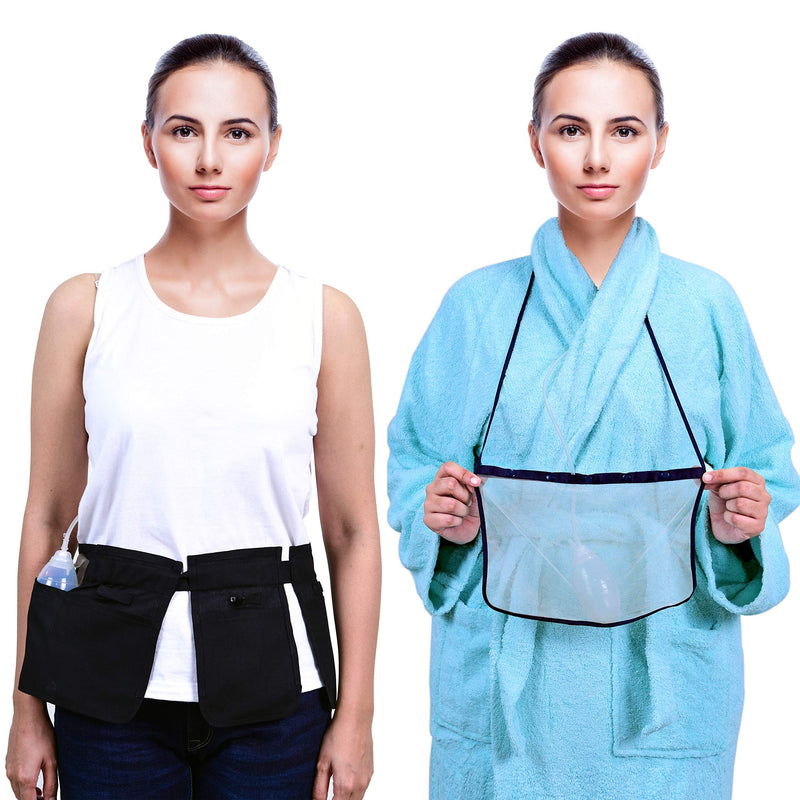 Mastectomy & Post Surgery Drain Carrier Belt & Shower Holder (Two Pack Black/Navy) Black / Navy