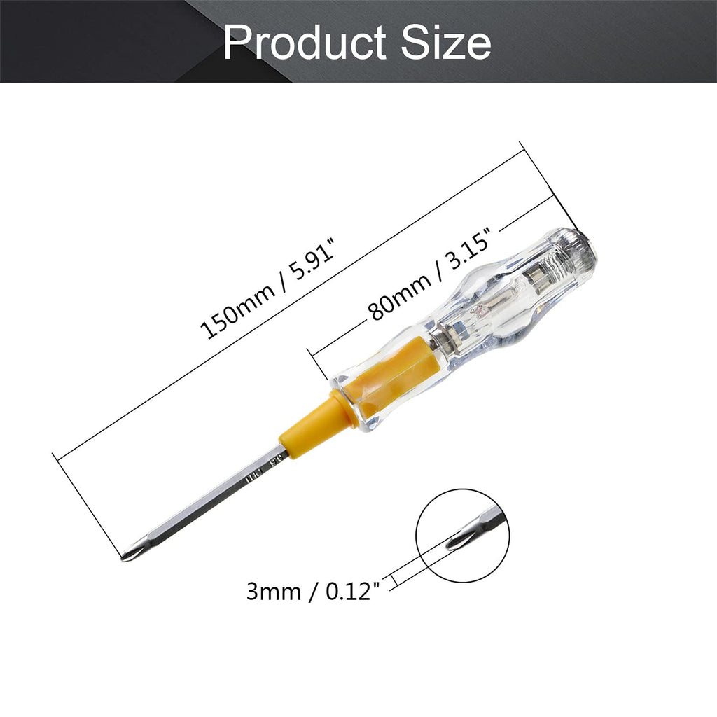 Fielect 5Pcs Tester Screwdriver, Circuit Tester Pen Electric Contact Voltage Tester Dual Head Slot Phillips Screwdriver Detector AC 100-500V Clear