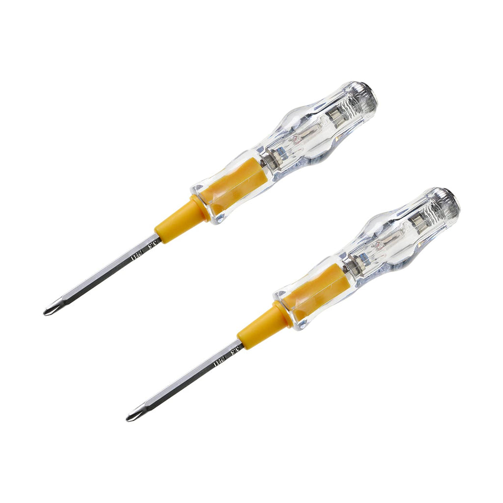 Fielect 2pcs Tester Screwdriver, Circuit Tester Pen Electric Contact Voltage Tester Dual Head Slot Phillips Screwdriver Detector AC 100-500V Clear