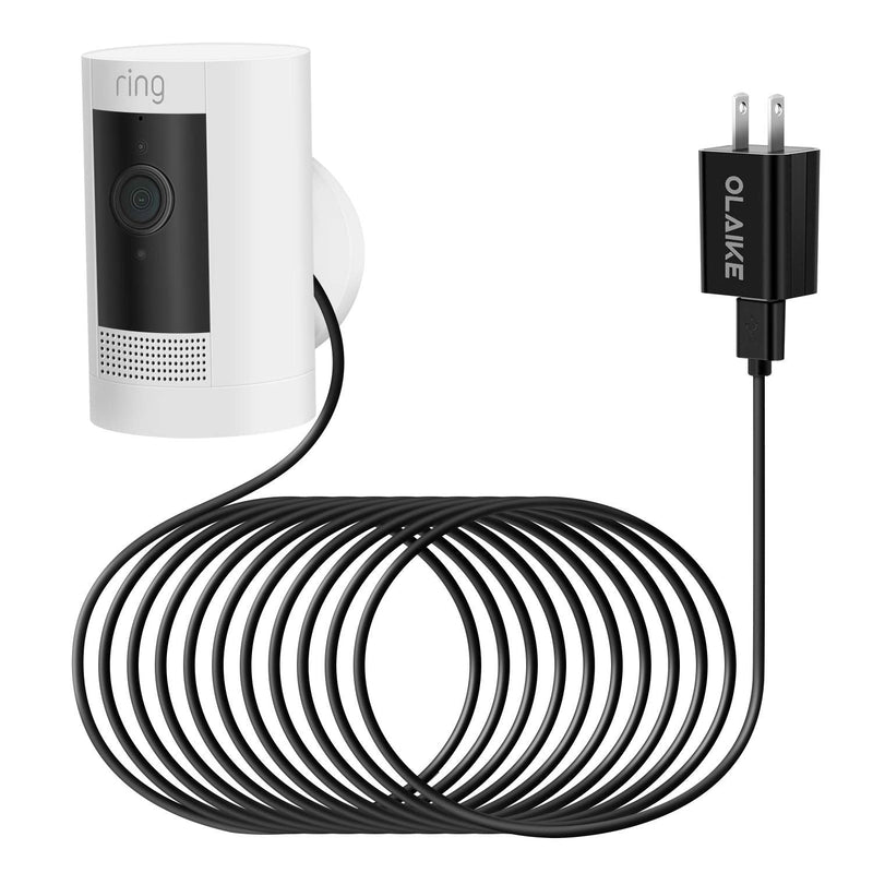 OLAIKE Indoor/Outdoor DC Power Adapter for Ring Spotlight Cam Battery&Ring Stick Up Cam Battery 3rd Gen,Weatherproof Cable(5m/16ft) to Continuously Charge Cam,No Need to Change Batteries,Black （16 ft/5 m）Black