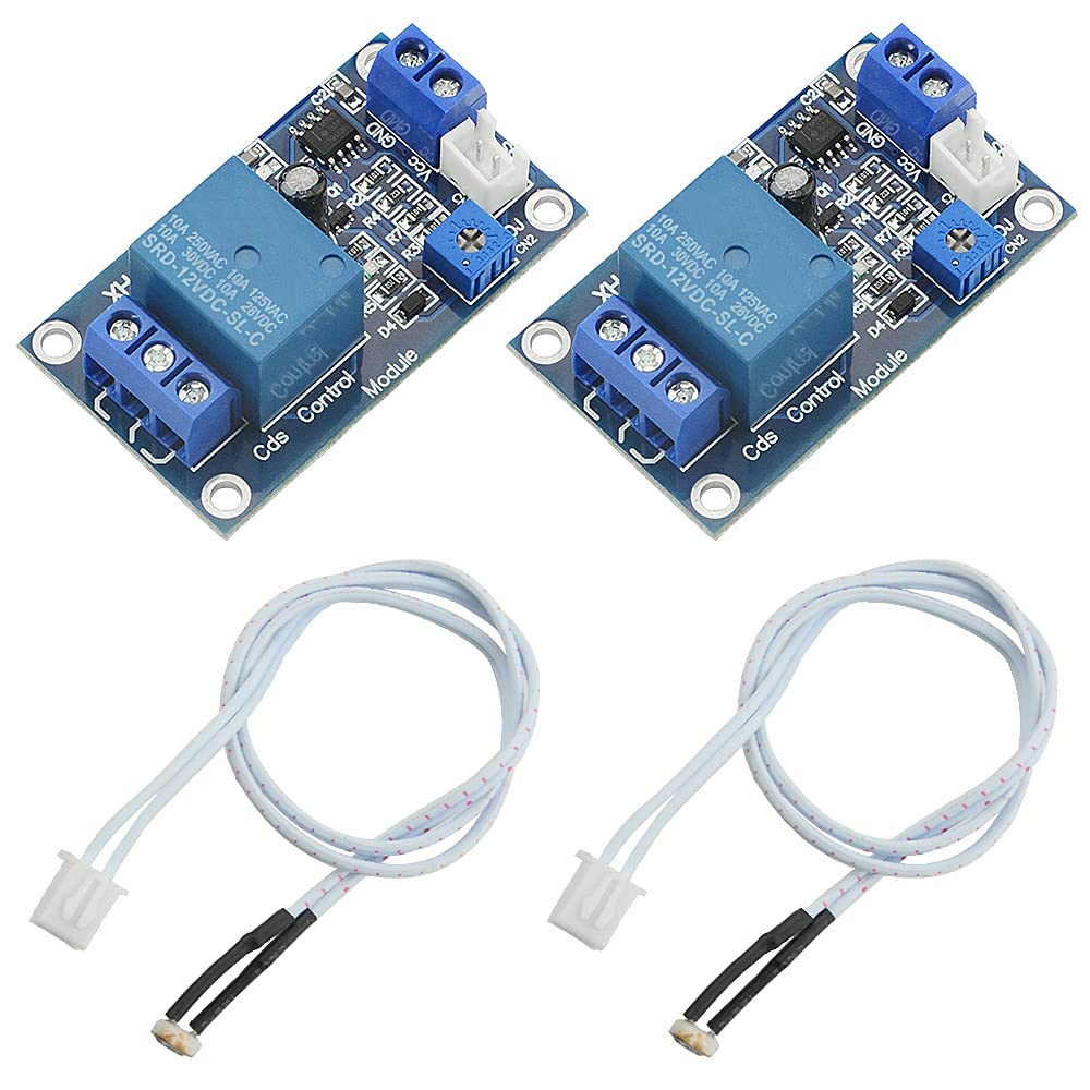 WMYCONGCONG 2 PCS XH-M131 Photoresistor Relay Module DC 12V Light Control Switch Photoresistor Relay Module Detection Sensor Automatic Light Control Switch with Cable