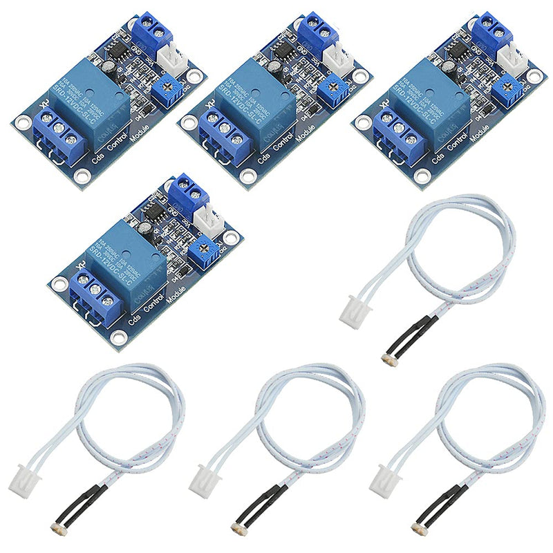 WMYCONGCONG 4 PCS XH-M131 Photoresistor Relay Module DC 12V Light Control Switch Photoresistor Relay Module Detection Sensor Automatic Light Control Switch with Cable