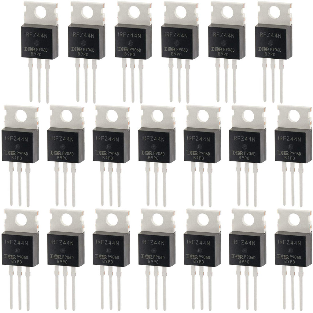 PAGOW 20Pcs IRFZ44N N-Channel MOSFET Transistor, 3-Pin International Rectifier Power 49A & 55V