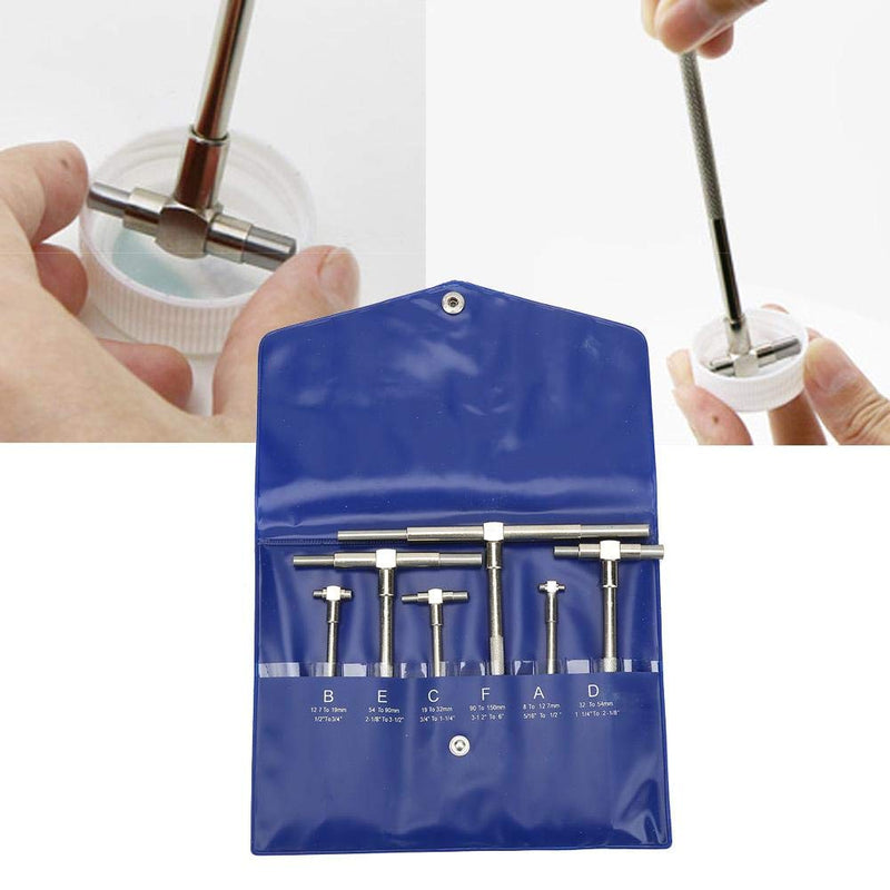 Telescoping Gage Set, 6Pcs Precision Telescopic Gauge 8-150mm Adjustable Inner Diameter Gauge Micrometer Measuring Tools T-Bore Hole Gauge