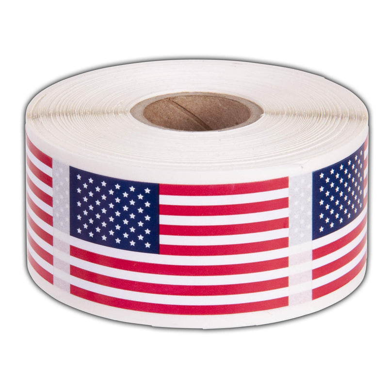 American Flag Stickers USA Flags - 500 Per Roll - 1.25" X 2.125" Patriotic Labels by Kenco (1 Pack) 1 PACK