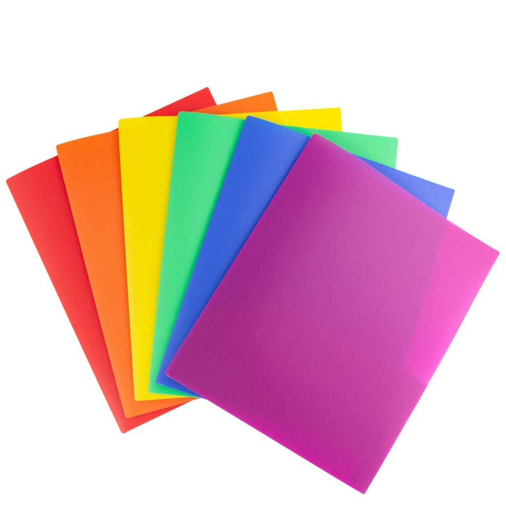 Dunwell Colored Plastic Folders with Pockets - (Assorted Colors, 12 Pack), 2 Pocket Poly Folders for School & Office, Durable Heavy Duty File Folders, Includes Adhesive Labels Assorted 6 Colors