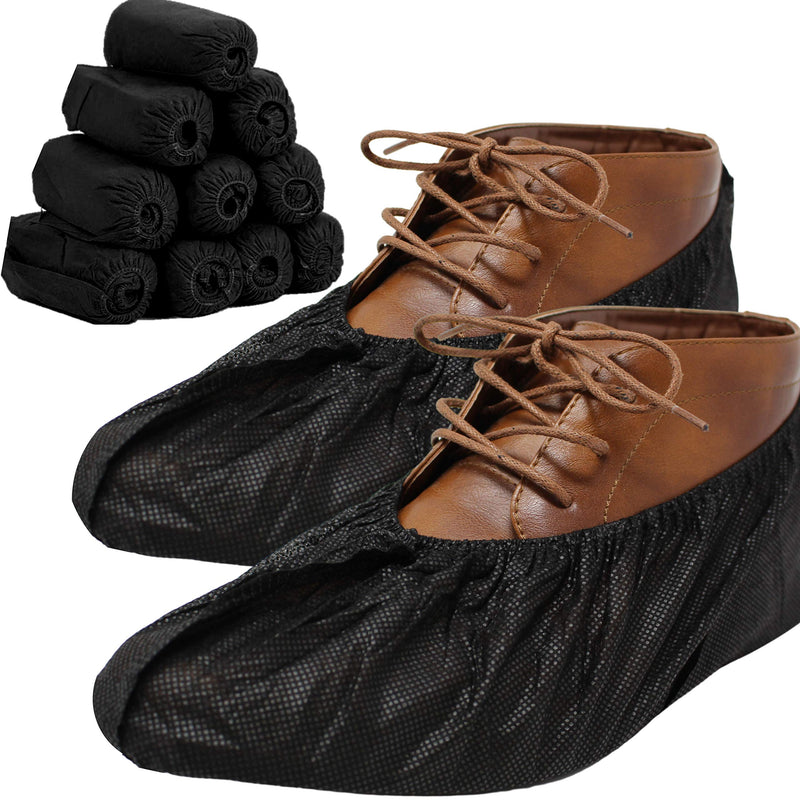 RE GOODS Shoe Covers | X Large - Extra Thick | 100 Pack | Black Disposable Boot and Shoe Booties | 35 GSM Non Woven | Non Slip - Indoor Outdoor