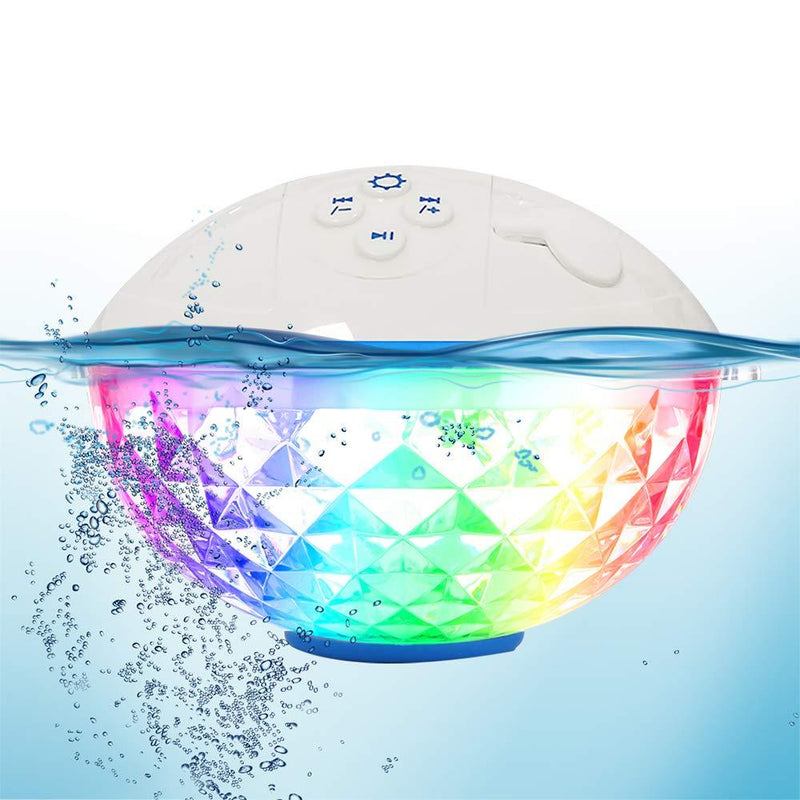 Bluetooth Speakers with Colorful Lights, Portable Speaker IPX7 Waterproof Floatable, Built-in Mic,Crystal Clear Stereo Sound Speakers Bluetooth Wireless 50ft Range for Home Shower Outdoors Pool Travel White