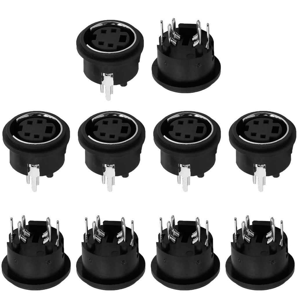 Fielect 10Pcs S-Video PCB Mount 4 Pin Jack Socket Connector Audio Video Connector Black MDC-4-04 4 Pin MDC-4-04 10Pcs