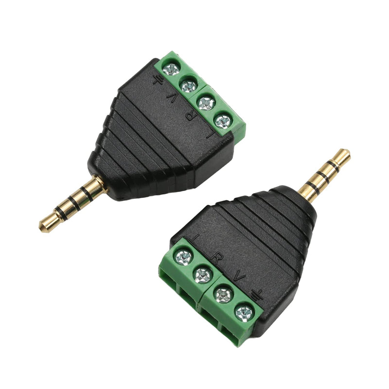 Fielect 2Pcs 3.5mm 4 Pole Male to AV 4 Screw Terminal Audio Video Connector Adapter for CCTV Security Camera System 2Pcs 3.5mm 4 Male