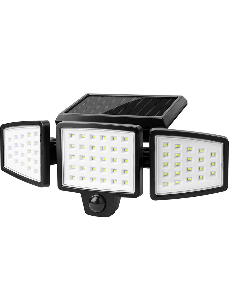 LE Solar Motion Lights Outdoor, Security Flood Lights, 1000LM High Brightness, 3 Adjustable Heads 270° Wide Lighting Angle, IP65 Waterproof, Wireless Wall Lamp for Porch Yard Garage Pathway 1