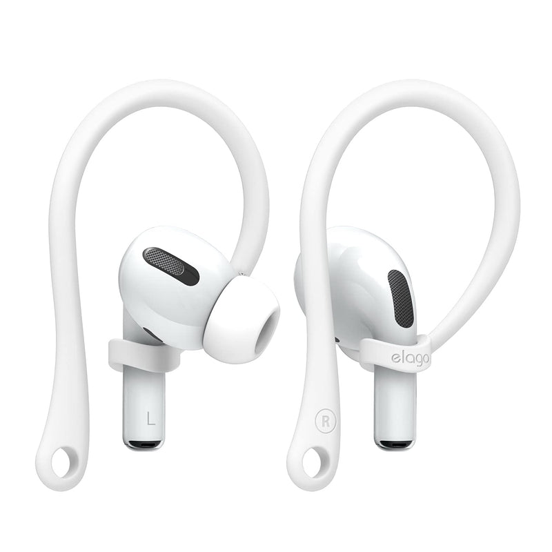 elago Ear Hooks Designed for Apple AirPods Pro and Designed for AirPods 1 & 2, Ergonomic Design, Durable TPU Construction, Full Access (White) [US Patent Registered] White