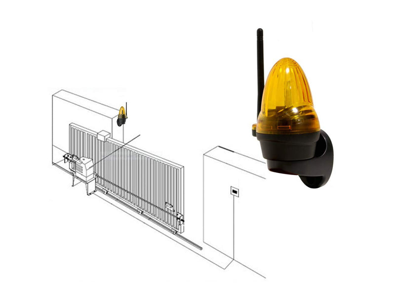 Supreform IP54 Weatherproof 12V-240V AC/DC Universal LED Flashing Warning Light Alarm Lamp for Gate Opener and Garage Door Opener with Yellow Signal, High-Brightnes Light