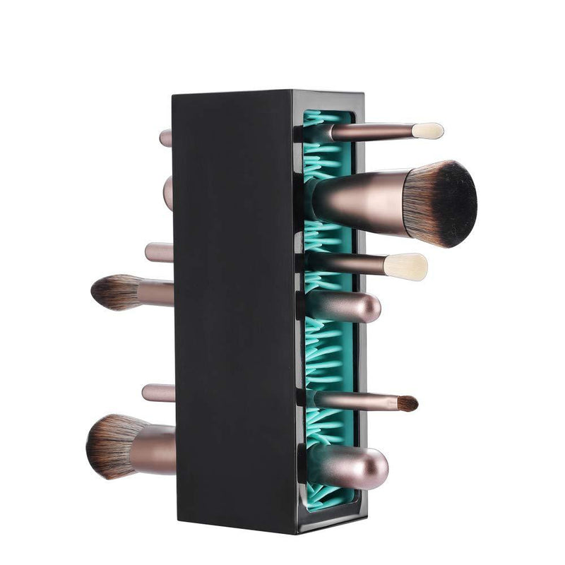 Makeup Brushes Holder Organizer, Silicone Vanity Air Drying Rack Display Storage for Brush, Eyeliners and More, Practical Cosmetic Tools Container by Jamend Clxp.(Blue-Black) black