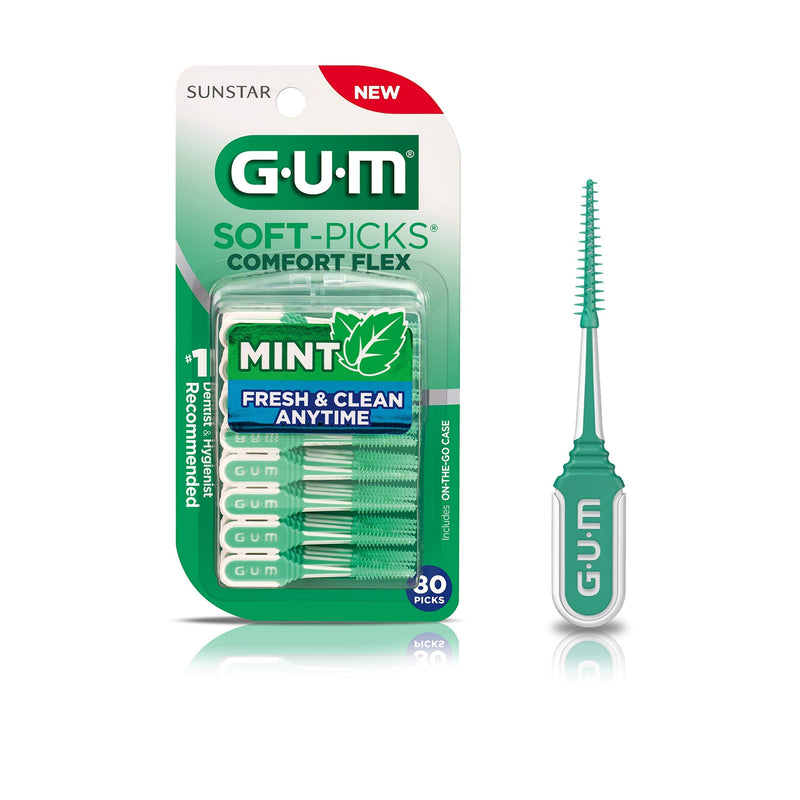 GUM - 6705RW Soft-Picks Comfort Flex Mint Dental Picks, New Invigorating Mint Flavor, 80 Count (Pack of 4) 320 ct