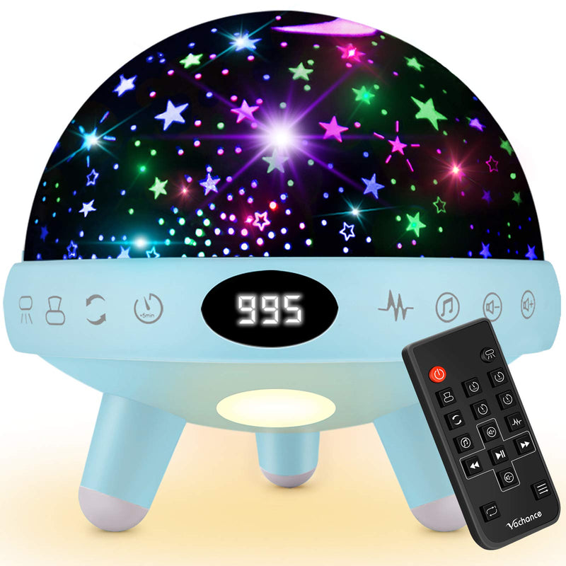 Night Light for Kids Room with Sound Machine Baby Night Light Star Projector White Noise Machine for Sleeping Soother Nursery Lamp 9 Natural Sounds 20 Lullabies Remote Control Timer Blue