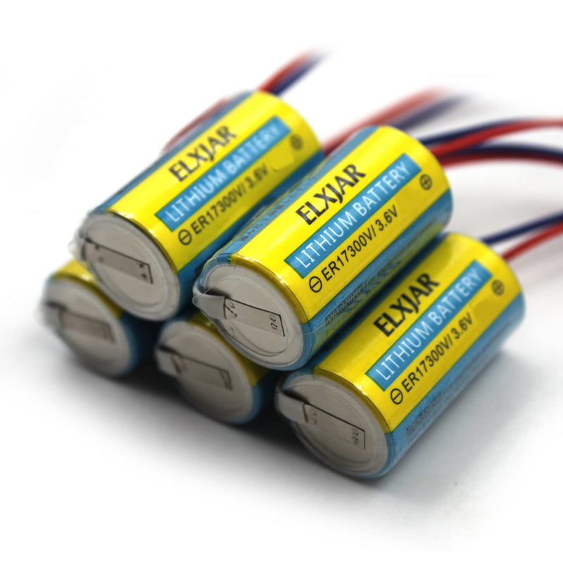 (5-Pack) 3.6V 2100mAh A6BAT PLC Lithium Battery with Plug Replacement - PLC Logic Controller, for Mitsubishi Q A6BAT ER17330V A6BAT-MRBAT B9670MC A1S A2S AnS Series