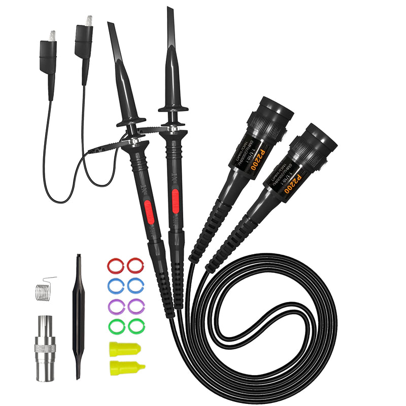 Goupchn Oscilloscope Clip Probes 200MHz Fully Insulated BNC End Probe with Accessories Kit 1X 10X