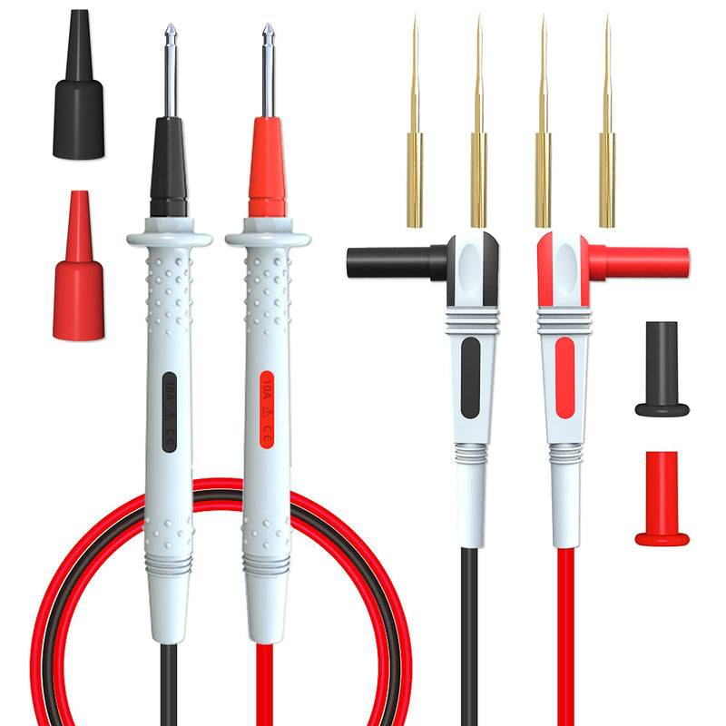 Goupchn Multimeter Test Leads Kit Double Silicone Soft Cable Wire Multimeter Probes Electrical Copper Test Probes Length 4.9ft/1.5m with Gold-Plated Precision Sharp Probes