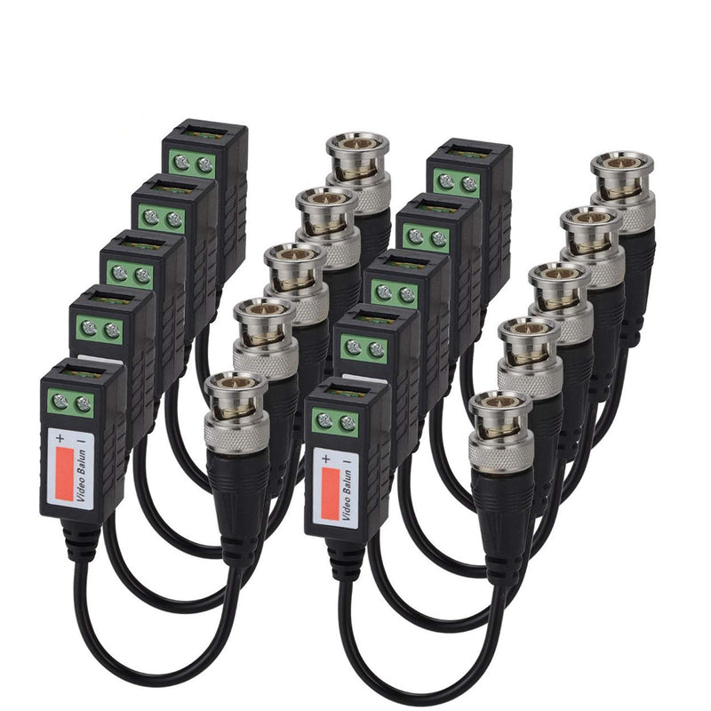 Video Balun Connectors 8 Pairs Cat5 HD Mini CCTV BNC Passive Video Balun Transceiver Cable for BNC Male Cable via CAT5/5E/6 Twisted Pair Transmitter CCTV Security Camera System