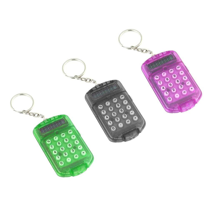 NUOBESTY 3pcs Pocket Calculator Key Ring Tiny Small Portable Mini Electronic Calculator for Kids Home Students School (Random Color)