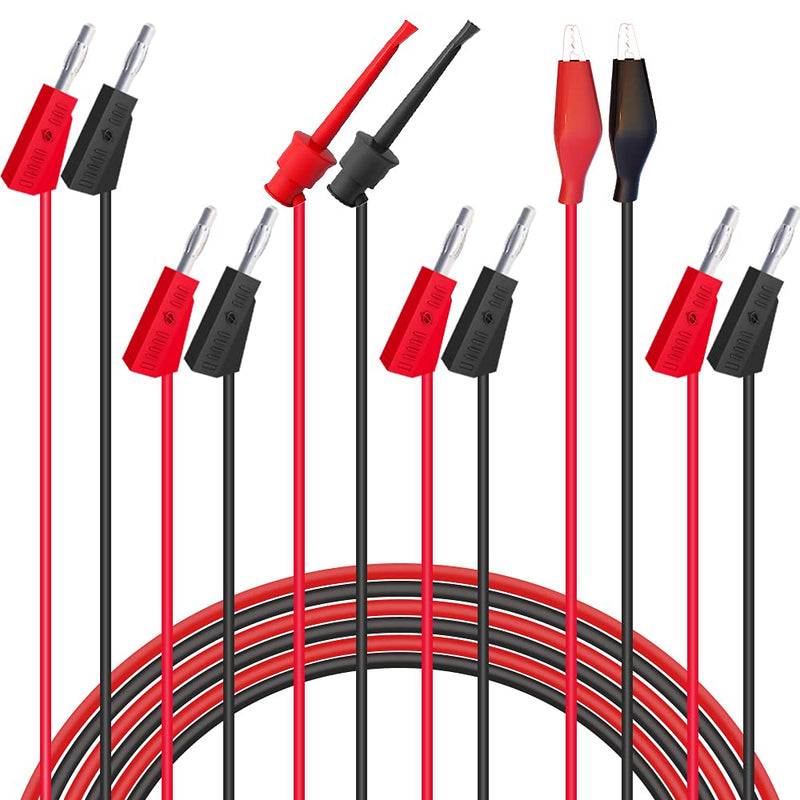 Goupchn Multimeter Test Leads Set Banana Plug Leads Kit Stackable Banana to Alligator Clips, Banana to Banana Plugs, Banana to Mini Grabber Test Hook Clips Copper Electrical Wires