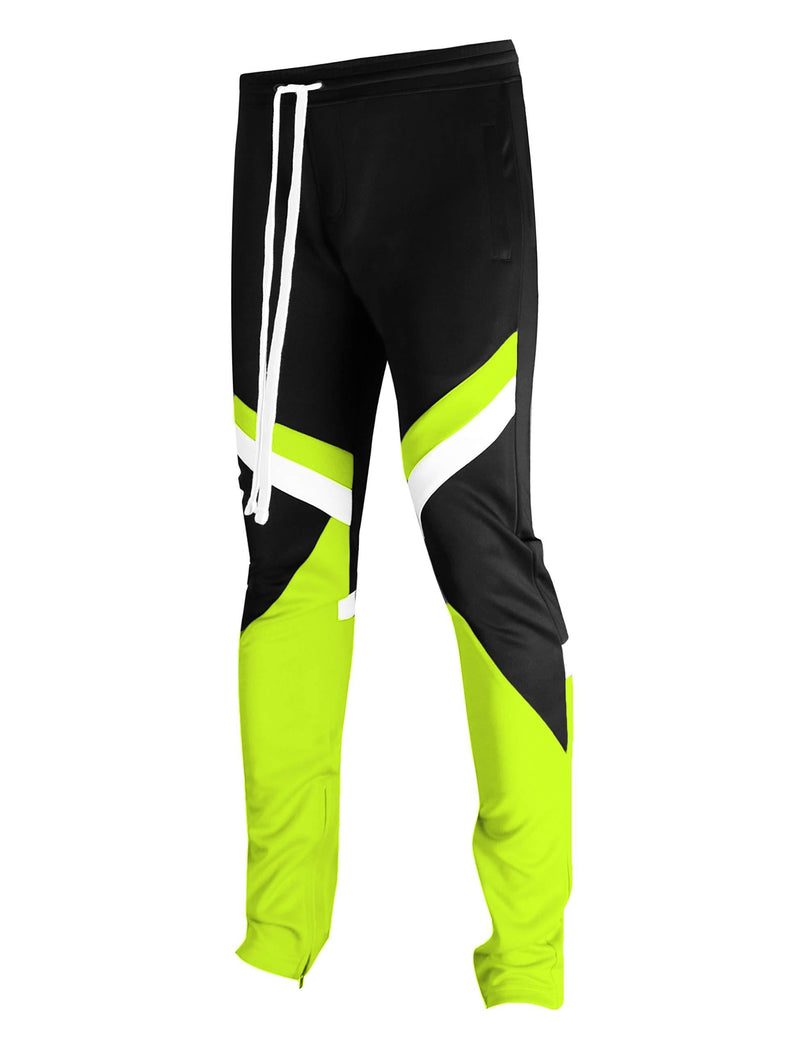 Screenshotbrand Mens Hip Hop Premium Slim Fit Track Pants - Athletic Jogger Bottom with Side Taping Small P11030-black/Neon