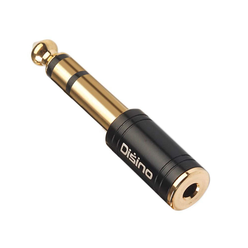 DISINO 1/4" to 3.5mm Stereo Headphones Adapter, New Upgrade Gold-Plated Pure Copper Mini Jack 1/8'' Female to 1/4'' Male Jack Plug Stereo Adapter for Headphone, Amp Adapte, Black - 1 Pack 635TRSM-35F-1P