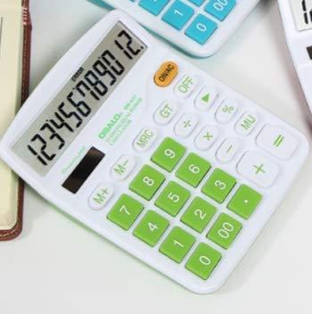 Calculator, Electronic Desktop Calculator with 12 Digit Display, Battery or Solar Power, Office Calculator. (Baby Leaf Green) Baby Leaf Green