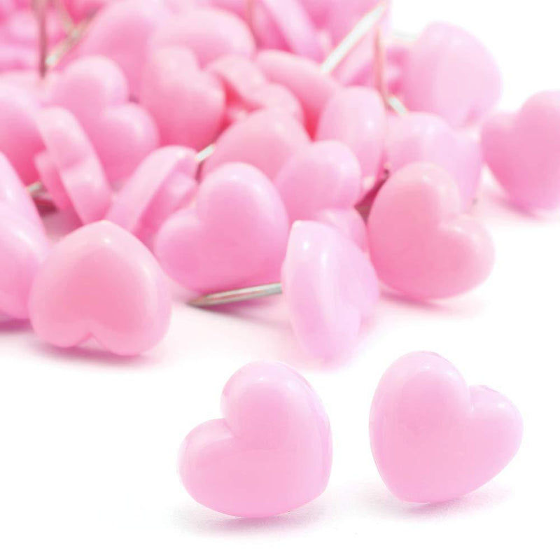 Lind Kitchen 100pcs Heart Shape Push Pins for Home School Office Notice Board Cork Board,Cute Thumbtacks Tacks Decorative Pushpins Accessories Supplies Pink