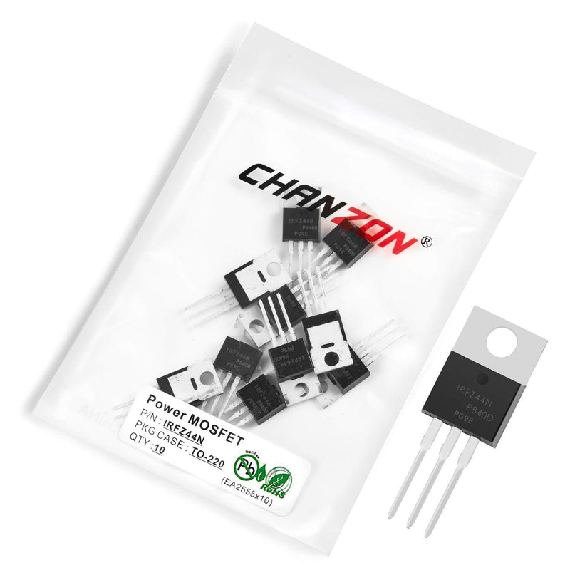 Chanzon 10pcs IRFZ44N TO-220 Mosfets Transistor 49A 55V Sic Power MOSFET Transistors