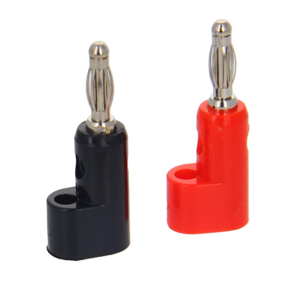 Fielect 2 Pairs Banana Plugs Audio Speaker Connector Adapter Bullets Connector Copper Nickel Plated Lantern Type Black Red 4mm DYC-1134 2 Pairs