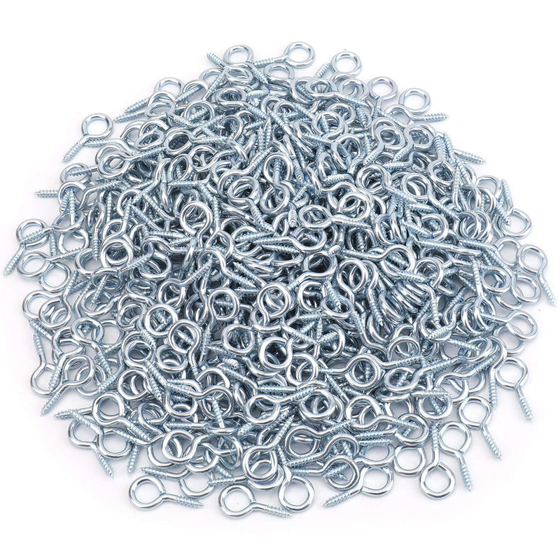 Hedume 500 Pack 1 inch Small Screw Eye, Metal Eye Shape Screw Hook Self Tapping Screw Hook Ring, Hanging Hooks Eyebolt Ring Zinc Plated
