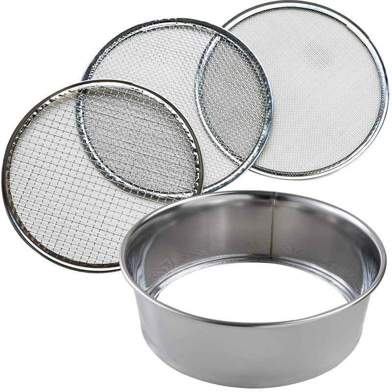 Wazakura 3PCS Soil Sieve Set 8-1/4 inch (210mm), 3 Sieve Mesh Filter Sizes, Bonsai Gardening Tool