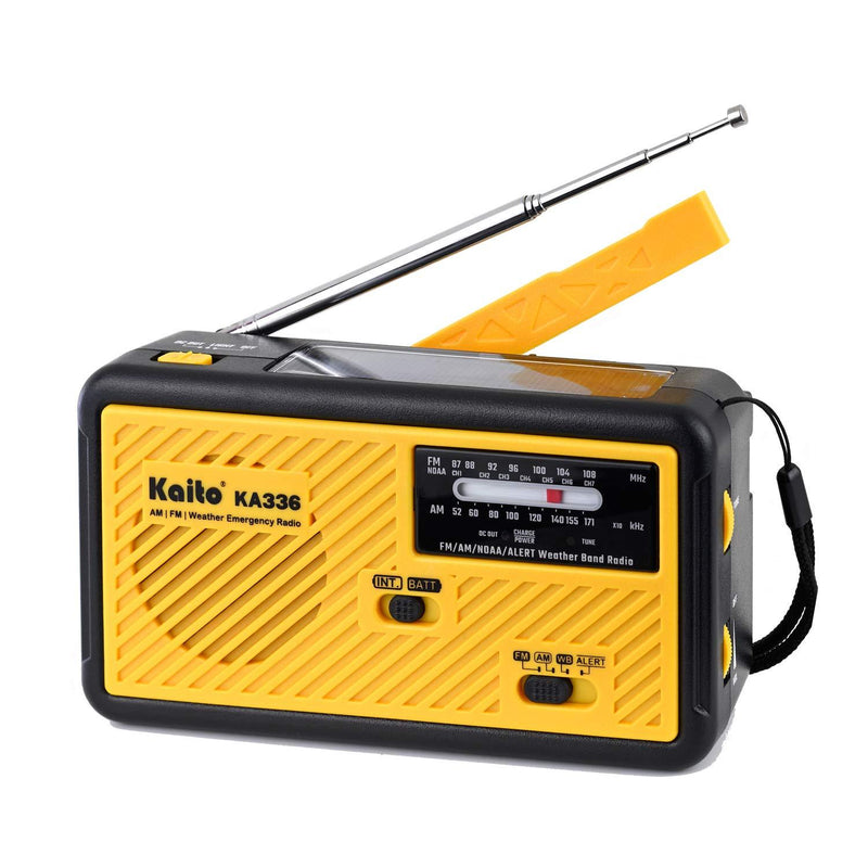 Kaito Voyager ECO Emergency Radio KA336 AM/FM NOAA Weather Alert 5-Way Powered Solar Crank Radio Receiver with LED Flashlight and USB Mobile Phone Charger