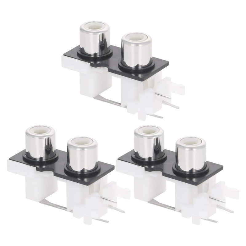 Fielect 3Pcs RCA Female Jack 3 Pin PCB Mounted AV Concentric Outlet 2 RCA Female Socket Connector Stereo Audio Video Jack 3Pin 2holes AV2-9