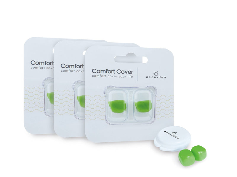 Ear Plugs for Sleeping, Acousdea Reusable Moldable Silicone Ear Plugs, Waterproof, Suitable for Snoring, Swimming, Working, Studying, Noise Cancelling up to 40 dBSPL, GREENwith Carry Case, 3 Pairs Simple Green