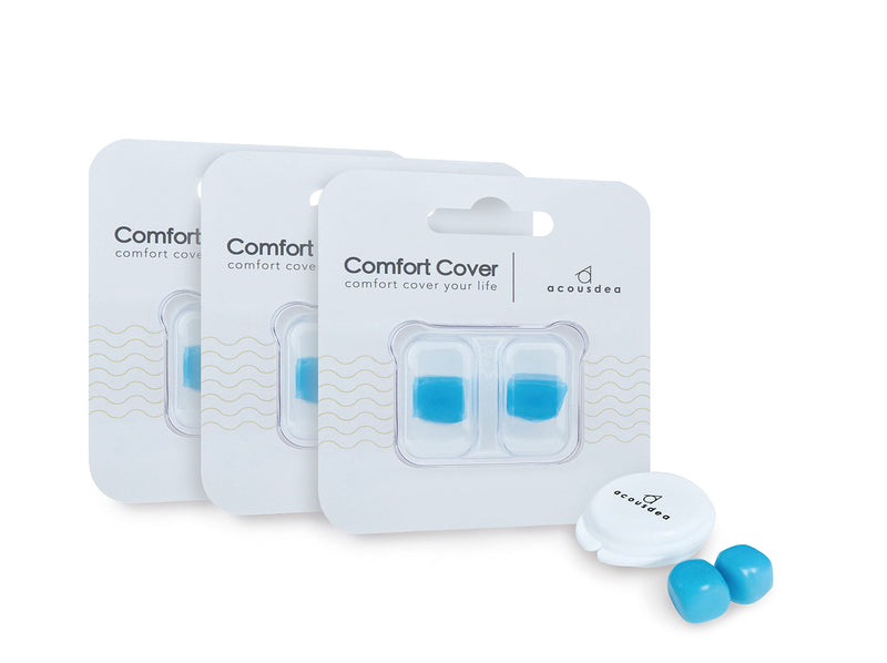 Ear Plugs for Sleeping, Acousdea Reusable Moldable Silicone Ear Plugs, Waterproof, Suitable for Snoring, Swimming, Working, Studying, Noise Cancelling up to 40 dBSPL, Blue with Carry Case, 3 Pairs Pretty Blue