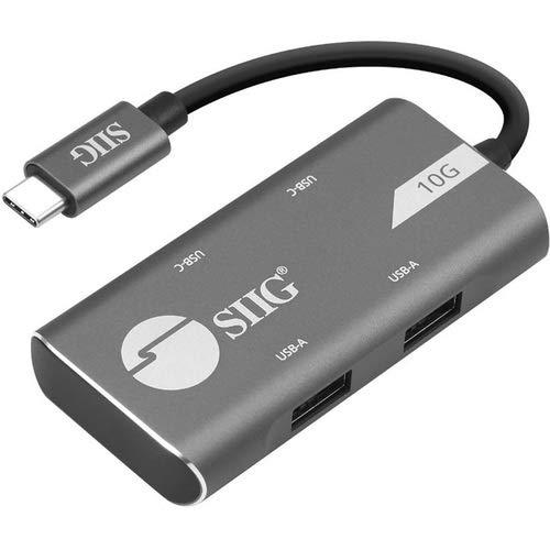 SIIG 4-Port USB 3.1 Gen 2 10G Hub - 2X USB-C & 2X USB-A Ports at Ultra High Speed Data Transfer Rates, Plug-n-Play for Windows and Mac Systems (JU-H40G11-S1)