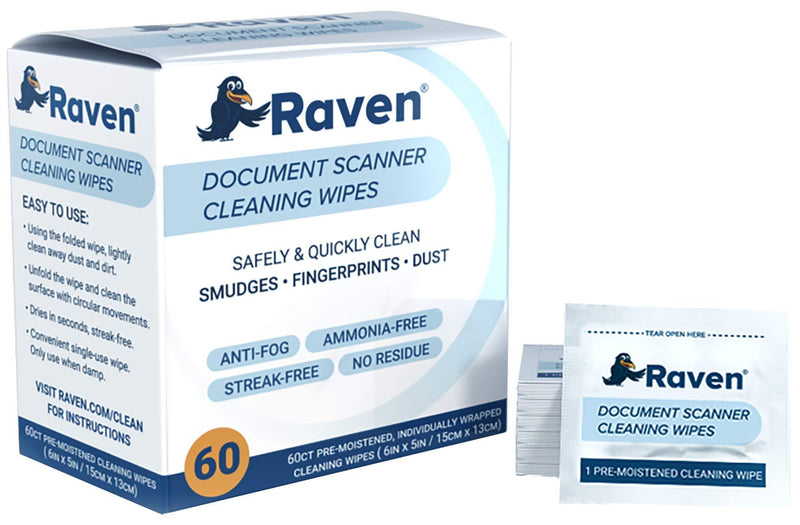 Document Scanner Cleaning Wipes - 60 Count Pack - by Raven Scanner