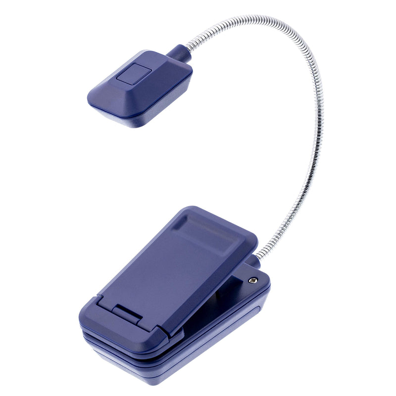 WITHit Quad Clip On Book Light – LED Reading Light with Clip for Books and eBooks, Dimmable Brightness, Portable & Lightweight Bookmark Light for Adults, Batteries Included Navy