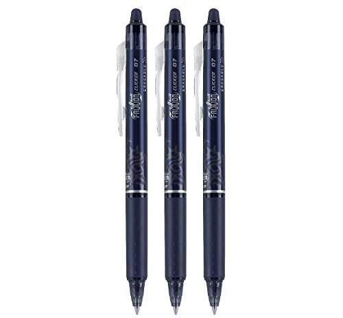 Pilot FriXion Ball Clicker Retractable Erasable Gel Pen, Fine Point, 0.7mm, Navy Blue Ink, 3 Count