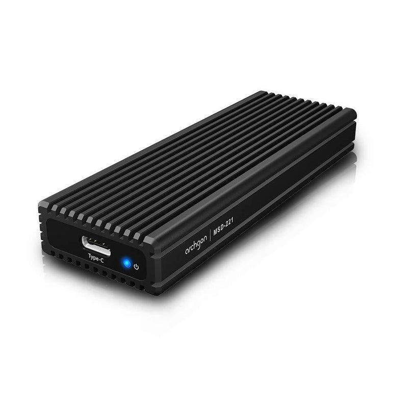 archgon USB 3.1 Gen.2 NVMe Aluminum External SSD Enclosure with Both USB-C and USB-A Cables Compatible with M.2 2230/2242/2260/2280 PCIe-Based Solid State Drive Model MSD-221 (Black)